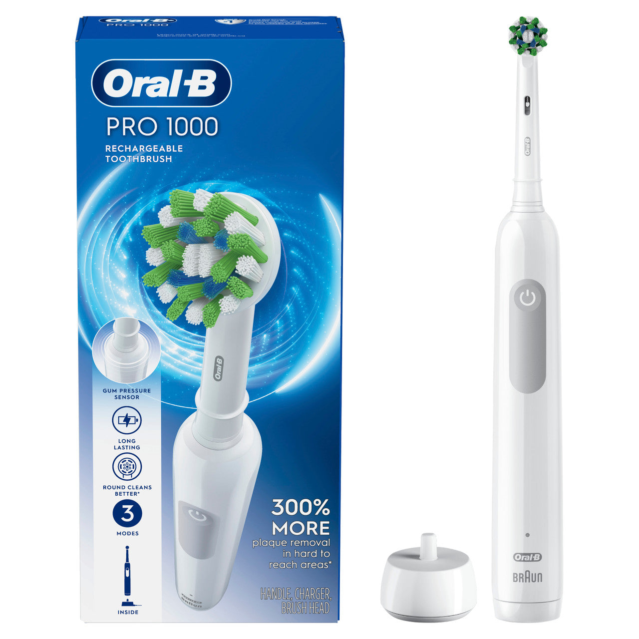Pro 1000 Rechargeable Electric Toothbrush Twin Pack, Turquoise