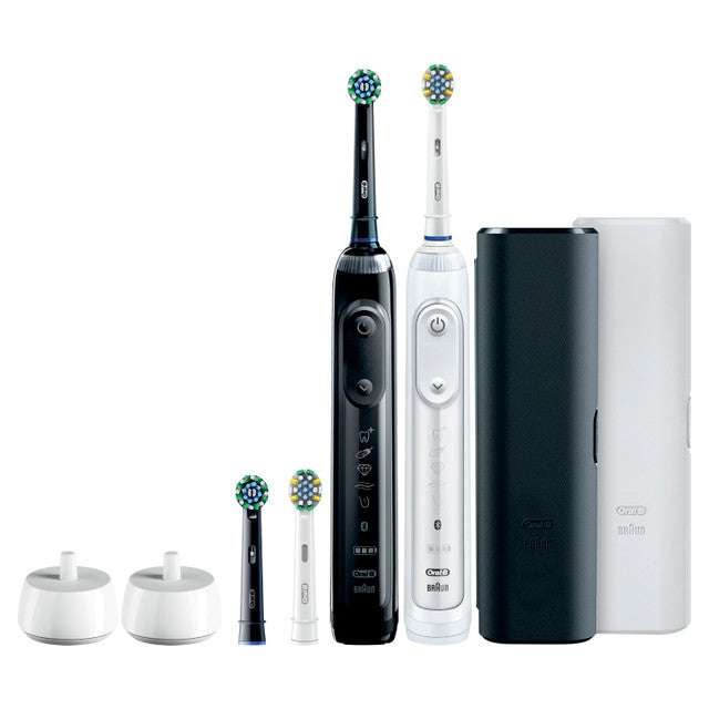 Oral-B Genius X Rechargeable Electric Toothbrush Twin Pack, Black and White