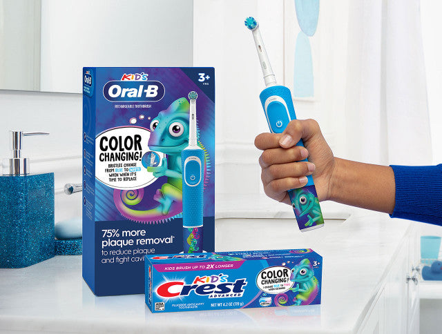 Kids Electric Toothbrush Featuring Chameleon, for Kids 3+